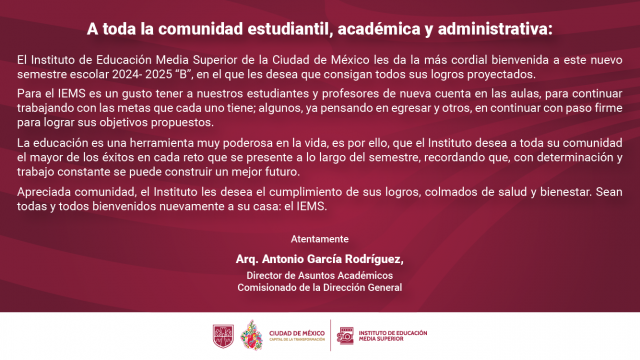 Mensaje De Bienvenida Al Semestre 2024 2025 B Mensaje De Bienvenida Al Semestre 2024 2025 B